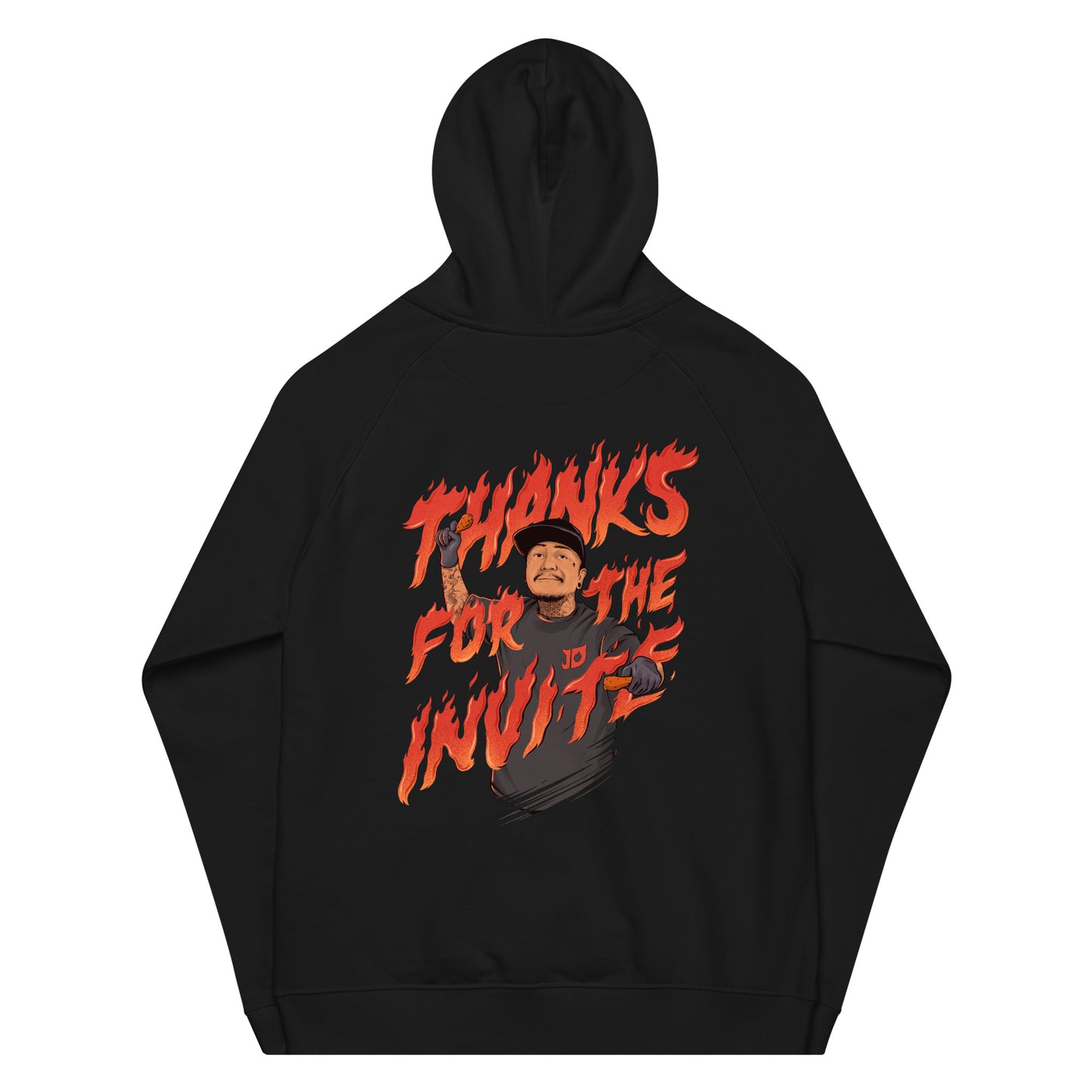 TFTI (Thanks For The Invite) x Jealous Devil Unisex Eco Raglan Hoodie